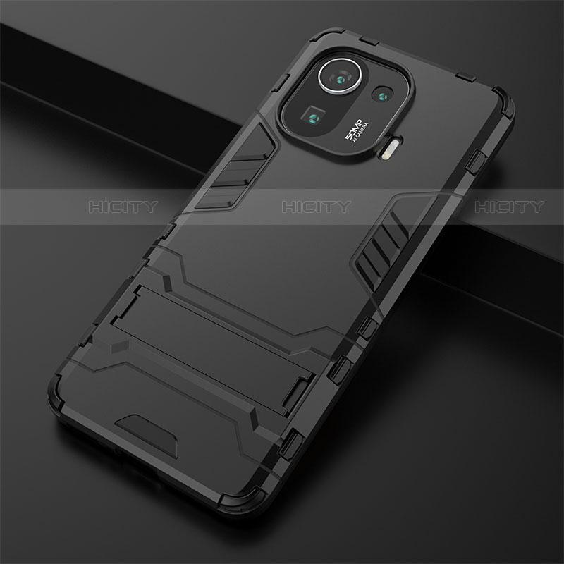Silikon Hülle Handyhülle und Kunststoff Schutzhülle Hartschalen Tasche mit Ständer A03 für Xiaomi Mi 11 Pro 5G