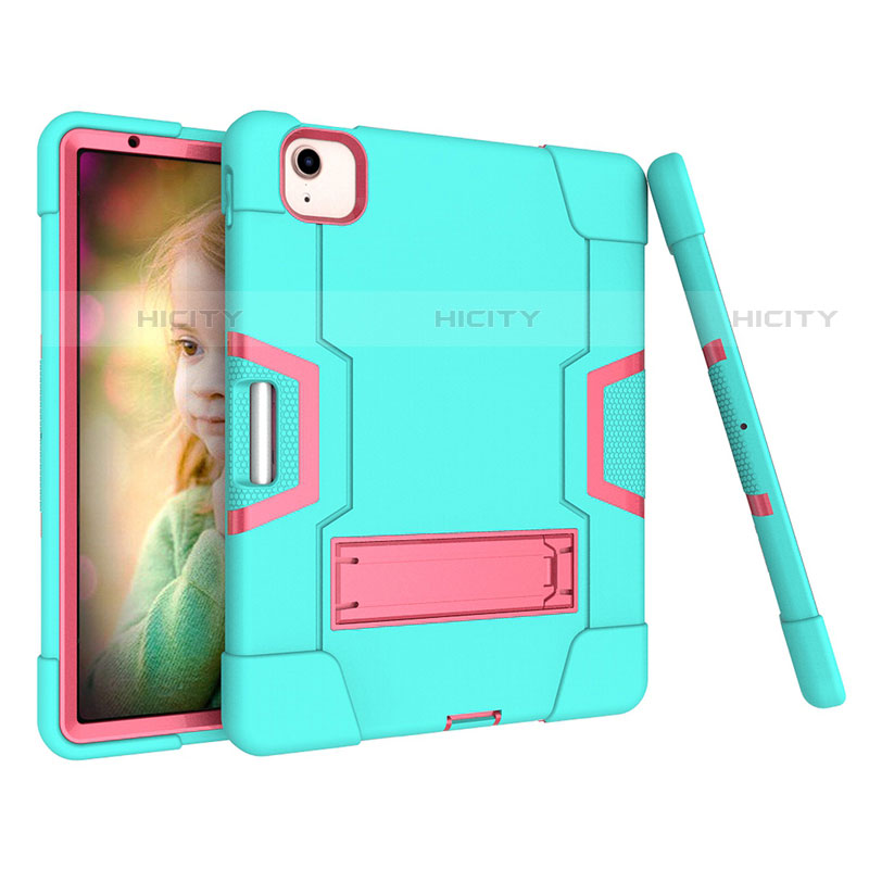 Silikon Hülle Handyhülle und Kunststoff Schutzhülle Hartschalen Tasche mit Ständer für Apple iPad Air 10.9 (2020)