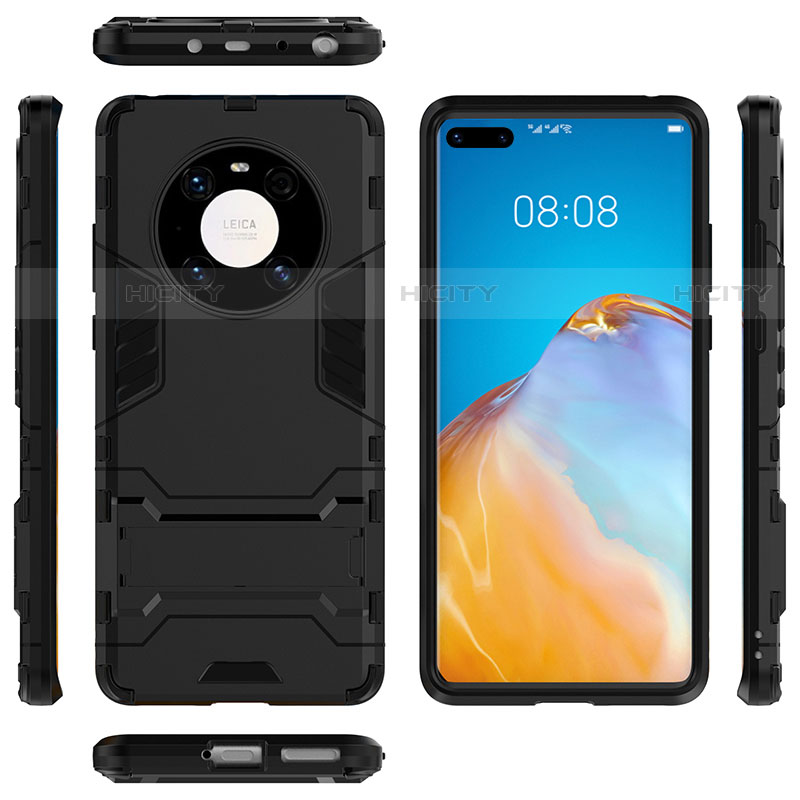 Silikon Hülle Handyhülle und Kunststoff Schutzhülle Hartschalen Tasche mit Ständer für Huawei Mate 40 Pro