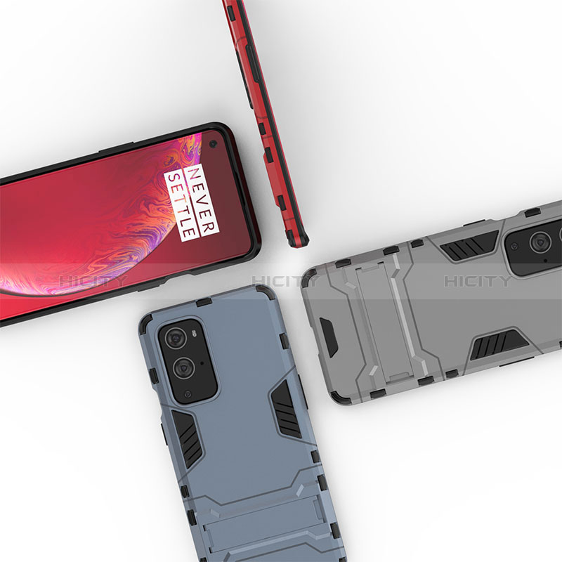 Silikon Hülle Handyhülle und Kunststoff Schutzhülle Hartschalen Tasche mit Ständer für OnePlus 9 Pro 5G groß