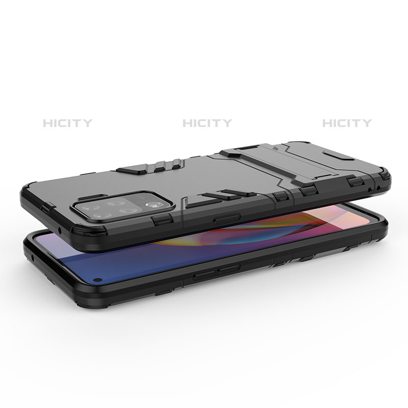 Silikon Hülle Handyhülle und Kunststoff Schutzhülle Hartschalen Tasche mit Ständer für Oppo A94 4G groß