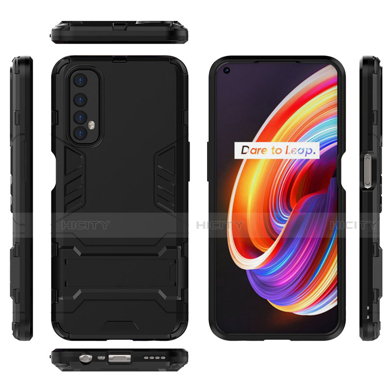 Silikon Hülle Handyhülle und Kunststoff Schutzhülle Hartschalen Tasche mit Ständer für Realme Narzo 20 Pro