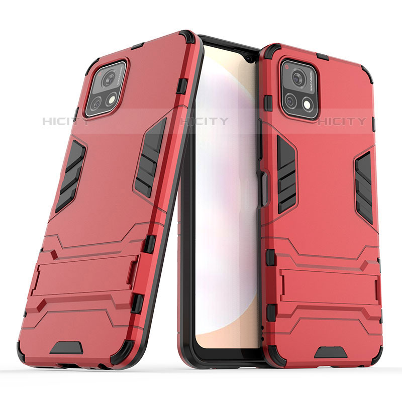 Silikon Hülle Handyhülle und Kunststoff Schutzhülle Hartschalen Tasche mit Ständer für Vivo iQOO U3 5G Rot Plus