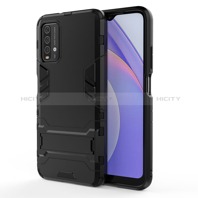 Silikon Hülle Handyhülle und Kunststoff Schutzhülle Hartschalen Tasche mit Ständer für Xiaomi Redmi 9 Power groß