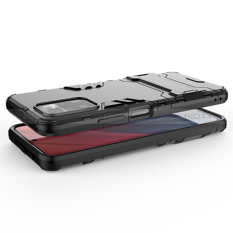 Silikon Hülle Handyhülle und Kunststoff Schutzhülle Hartschalen Tasche mit Ständer für Xiaomi Redmi Note 10 Pro 5G