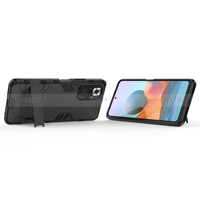 Silikon Hülle Handyhülle und Kunststoff Schutzhülle Hartschalen Tasche mit Ständer für Xiaomi Redmi Note 10 Pro Max groß