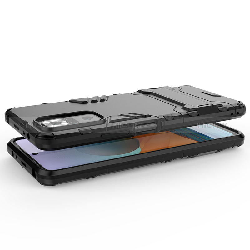 Silikon Hülle Handyhülle und Kunststoff Schutzhülle Hartschalen Tasche mit Ständer für Xiaomi Redmi Note 10 Pro Max groß