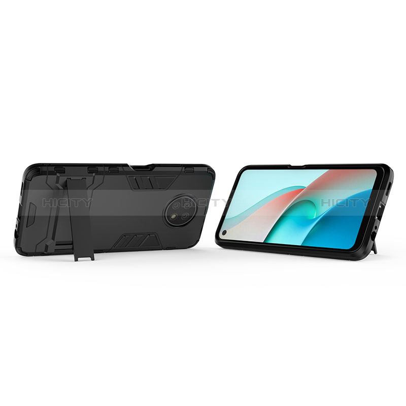 Silikon Hülle Handyhülle und Kunststoff Schutzhülle Hartschalen Tasche mit Ständer für Xiaomi Redmi Note 9 5G groß