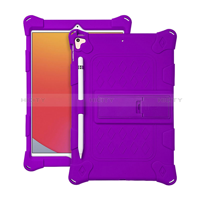 Silikon Hülle Handyhülle und Kunststoff Schutzhülle Hartschalen Tasche mit Ständer H01 für Apple iPad 10.2 (2019) Violett