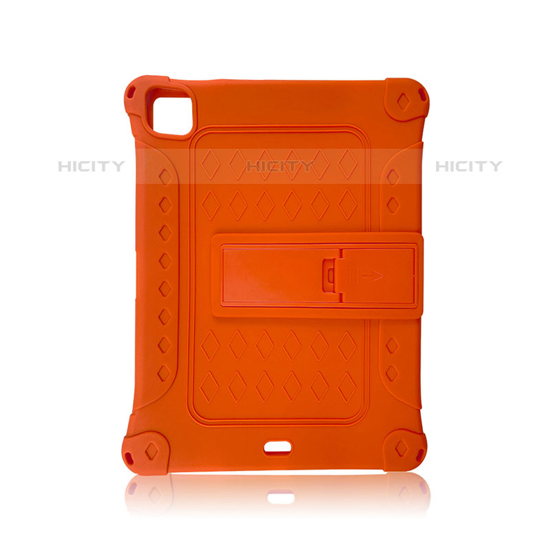 Silikon Hülle Handyhülle und Kunststoff Schutzhülle Hartschalen Tasche mit Ständer H01 für Apple iPad Pro 11 (2021) Orange