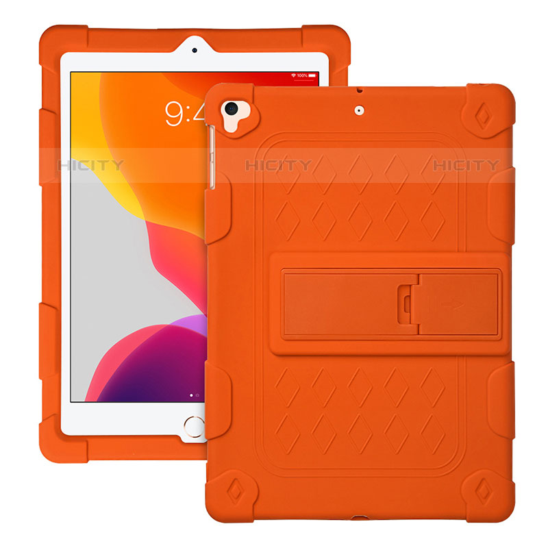 Silikon Hülle Handyhülle und Kunststoff Schutzhülle Hartschalen Tasche mit Ständer H01 für Apple iPad Pro 9.7 Orange