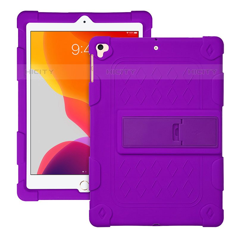 Silikon Hülle Handyhülle und Kunststoff Schutzhülle Hartschalen Tasche mit Ständer H01 für Apple iPad Pro 9.7 Violett