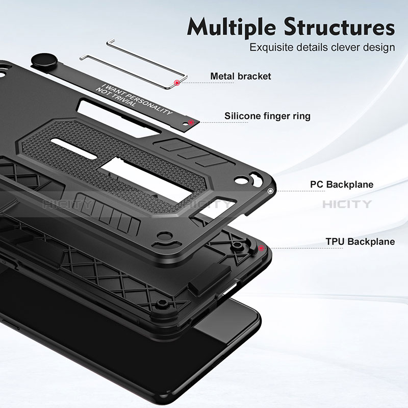 Silikon Hülle Handyhülle und Kunststoff Schutzhülle Hartschalen Tasche mit Ständer H01P für Motorola Moto E22i