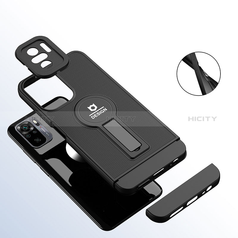 Silikon Hülle Handyhülle und Kunststoff Schutzhülle Hartschalen Tasche mit Ständer H01P für Xiaomi Poco M5S