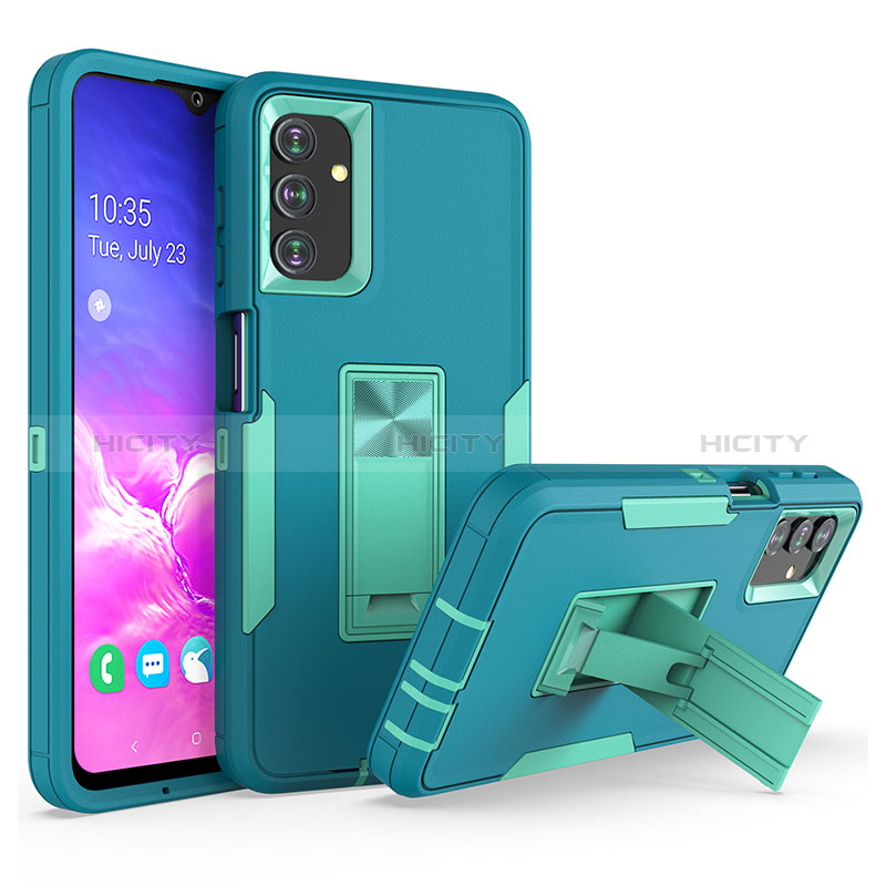 Silikon Hülle Handyhülle und Kunststoff Schutzhülle Hartschalen Tasche mit Ständer J01S für Samsung Galaxy A04s groß