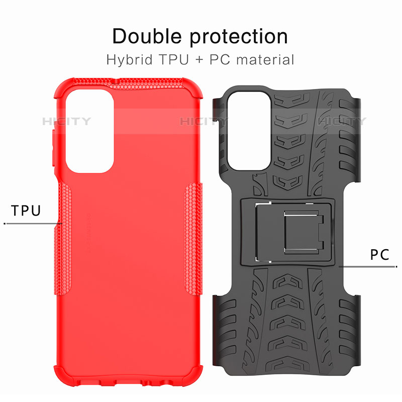 Silikon Hülle Handyhülle und Kunststoff Schutzhülle Hartschalen Tasche mit Ständer J01X für Samsung Galaxy M23 5G groß