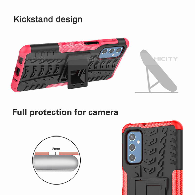 Silikon Hülle Handyhülle und Kunststoff Schutzhülle Hartschalen Tasche mit Ständer J01X für Samsung Galaxy M52 5G