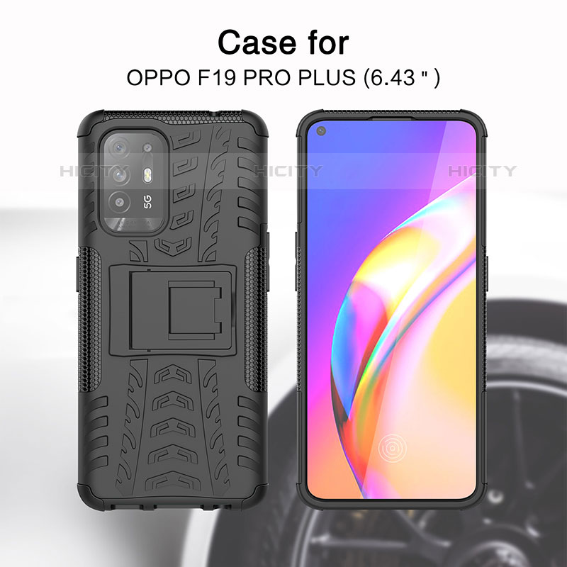 Silikon Hülle Handyhülle und Kunststoff Schutzhülle Hartschalen Tasche mit Ständer JX1 für Oppo A94 5G groß