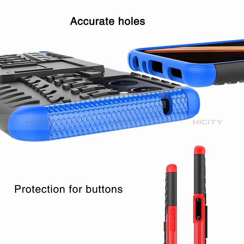 Silikon Hülle Handyhülle und Kunststoff Schutzhülle Hartschalen Tasche mit Ständer JX1 für Oppo K10 4G groß
