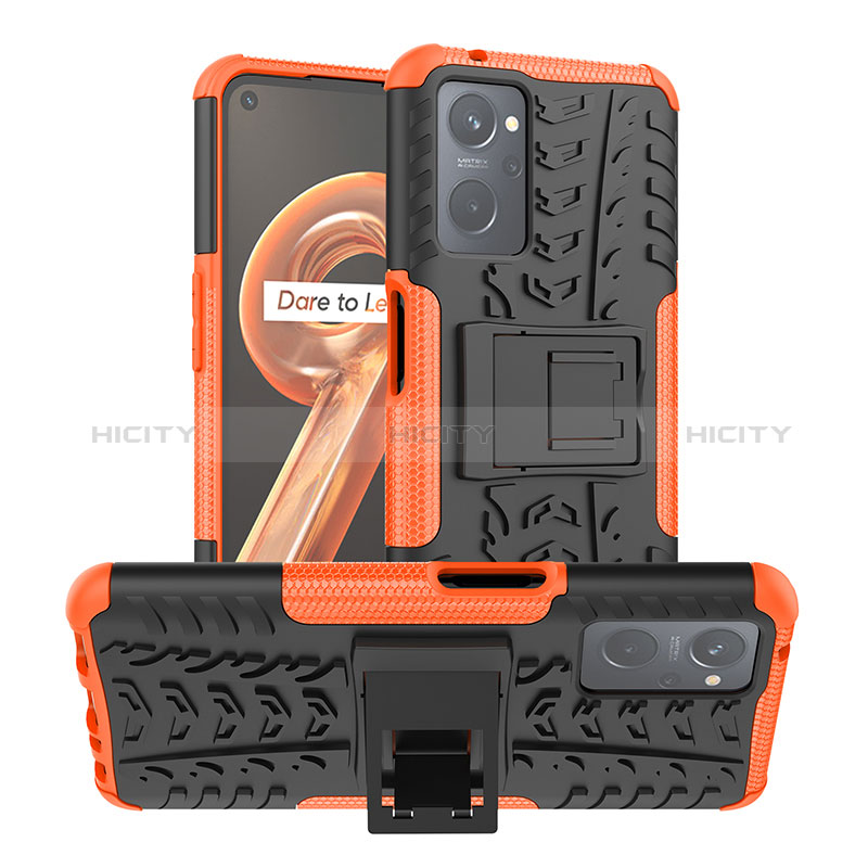 Silikon Hülle Handyhülle und Kunststoff Schutzhülle Hartschalen Tasche mit Ständer JX1 für Oppo K10 4G Orange Plus