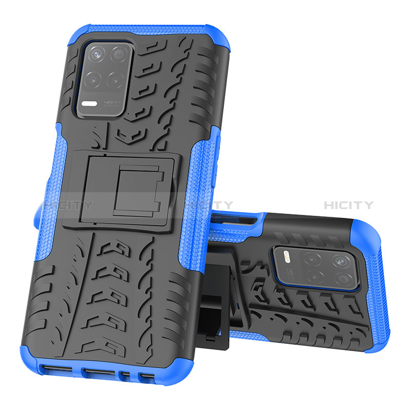 Silikon Hülle Handyhülle und Kunststoff Schutzhülle Hartschalen Tasche mit Ständer JX1 für Realme Q3 5G groß