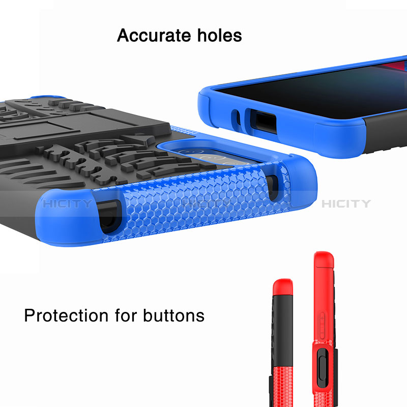 Silikon Hülle Handyhülle und Kunststoff Schutzhülle Hartschalen Tasche mit Ständer JX1 für Sony Xperia 10 V groß