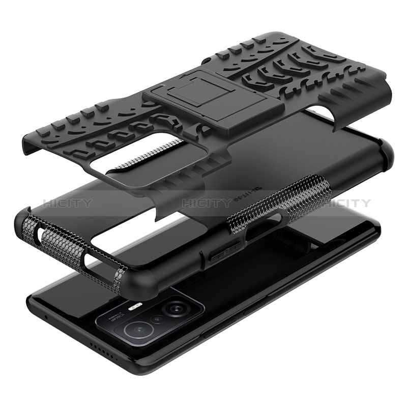 Silikon Hülle Handyhülle und Kunststoff Schutzhülle Hartschalen Tasche mit Ständer JX1 für Xiaomi Mi 11T 5G groß