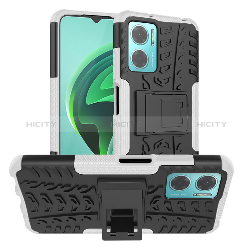 Silikon Hülle Handyhülle und Kunststoff Schutzhülle Hartschalen Tasche mit Ständer JX1 für Xiaomi Redmi 10 5G