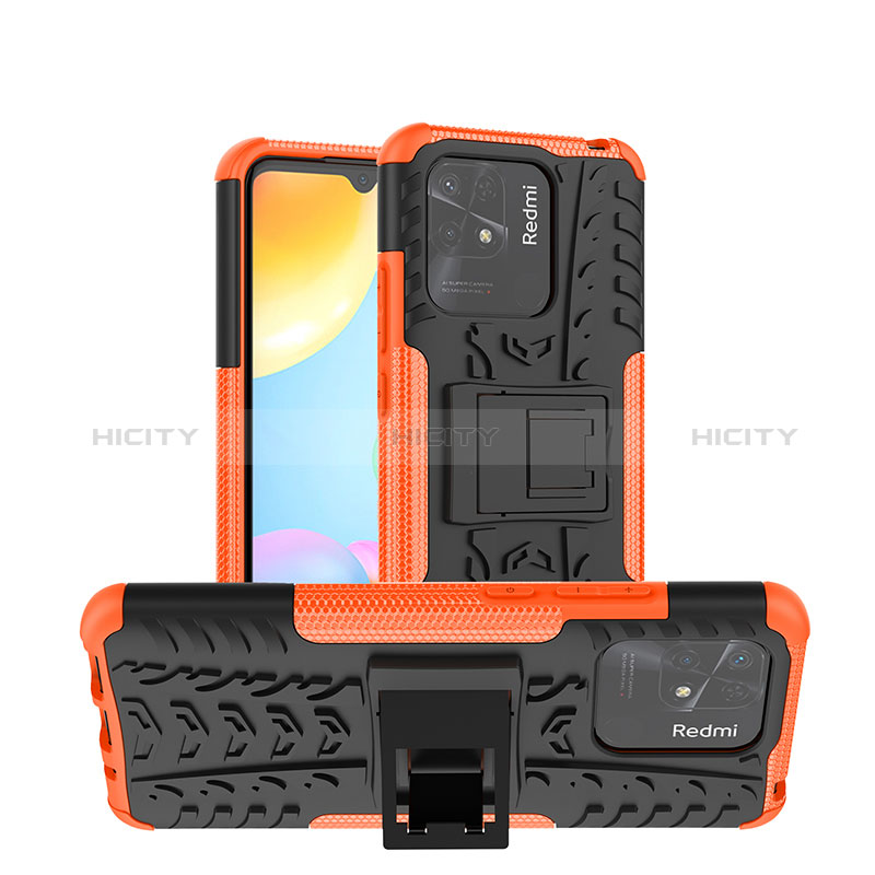 Silikon Hülle Handyhülle und Kunststoff Schutzhülle Hartschalen Tasche mit Ständer JX1 für Xiaomi Redmi 10 Power