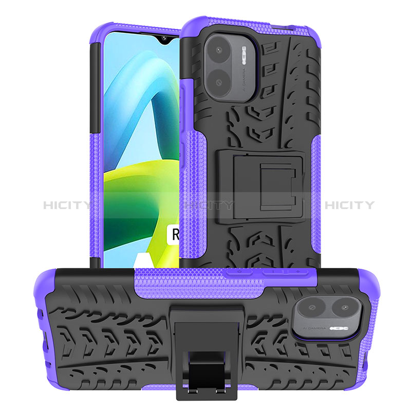 Silikon Hülle Handyhülle und Kunststoff Schutzhülle Hartschalen Tasche mit Ständer JX1 für Xiaomi Redmi A2 Plus Violett Plus