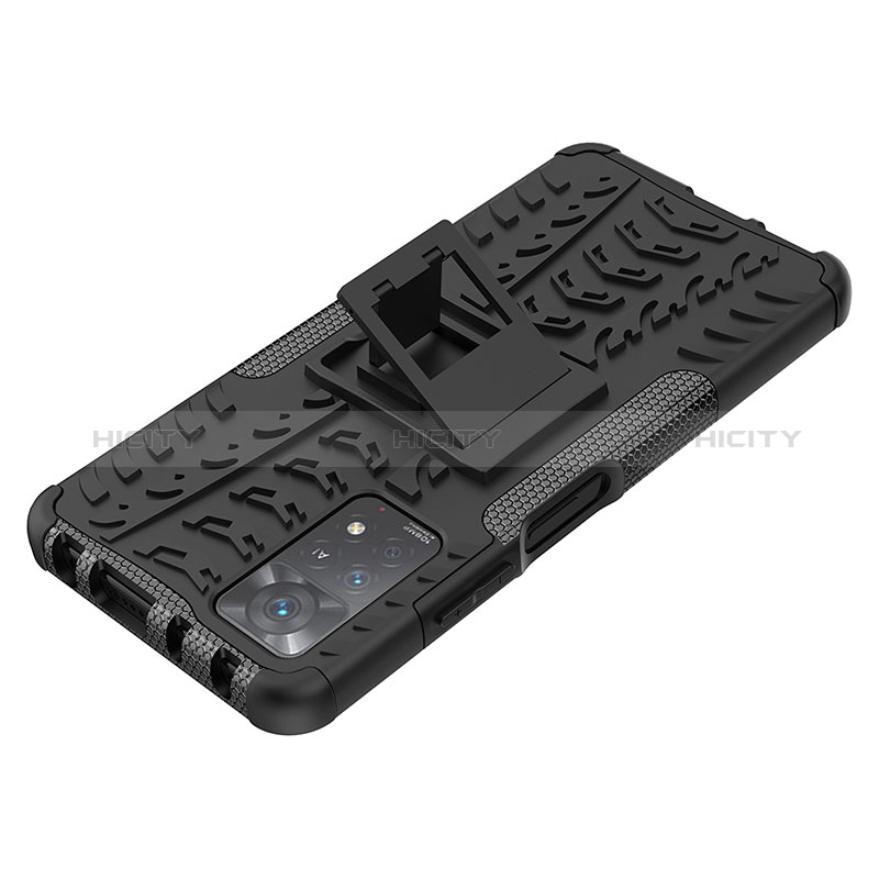 Silikon Hülle Handyhülle und Kunststoff Schutzhülle Hartschalen Tasche mit Ständer JX1 für Xiaomi Redmi Note 11 Pro 5G