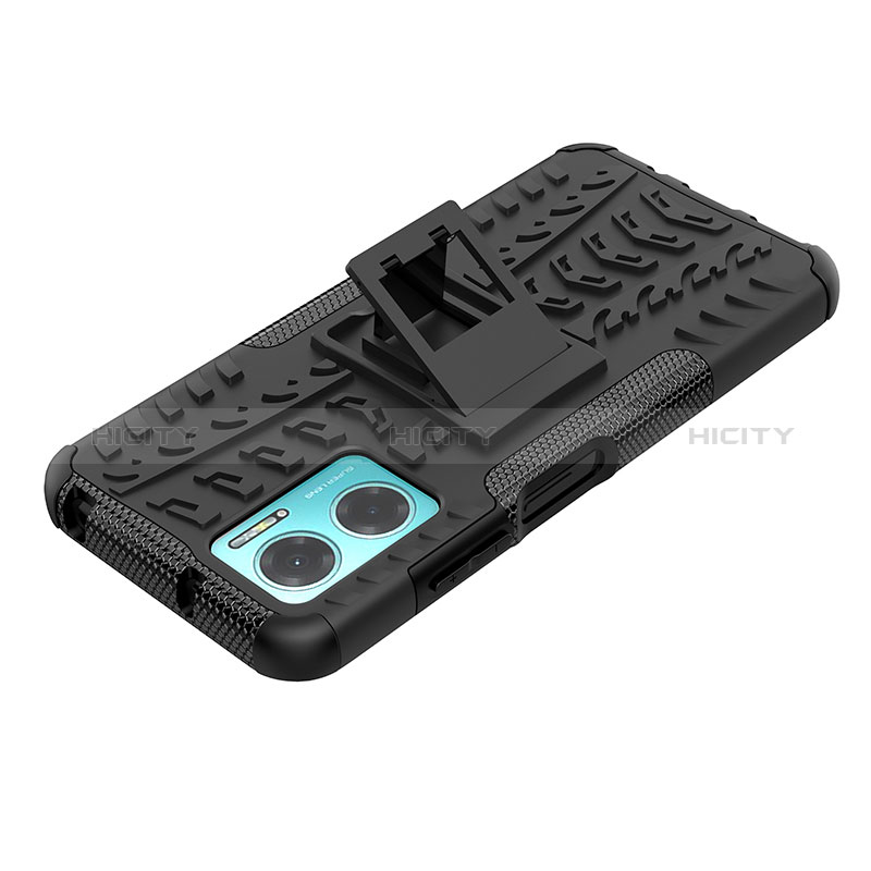Silikon Hülle Handyhülle und Kunststoff Schutzhülle Hartschalen Tasche mit Ständer JX1 für Xiaomi Redmi Note 11E 5G