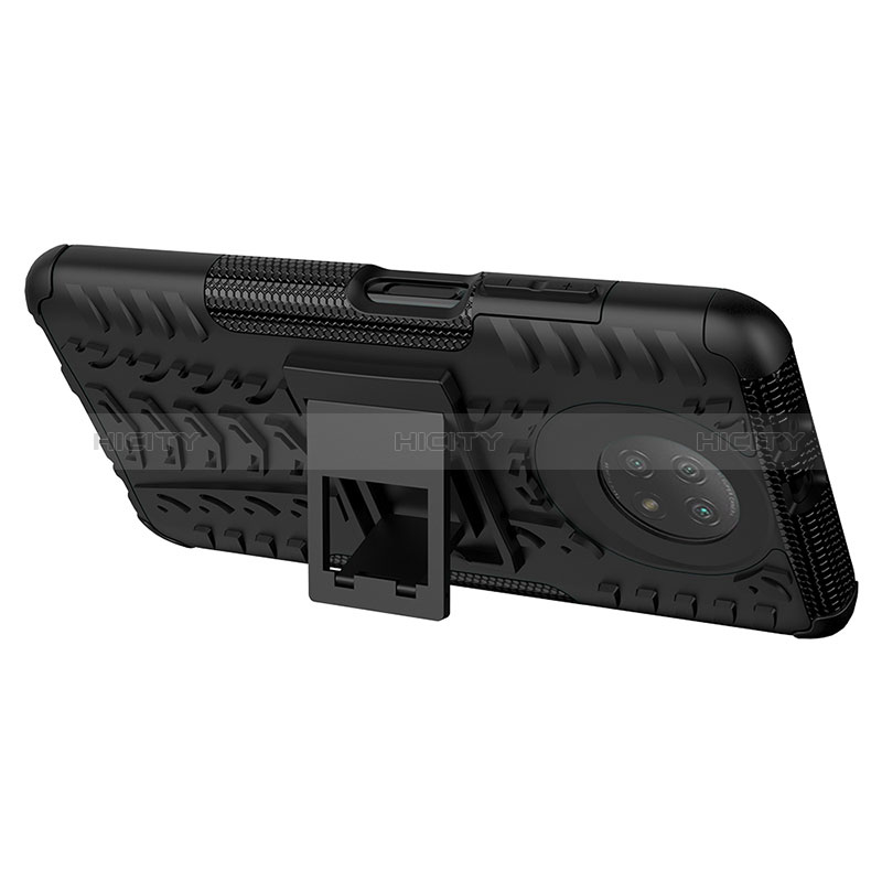 Silikon Hülle Handyhülle und Kunststoff Schutzhülle Hartschalen Tasche mit Ständer JX1 für Xiaomi Redmi Note 9T 5G