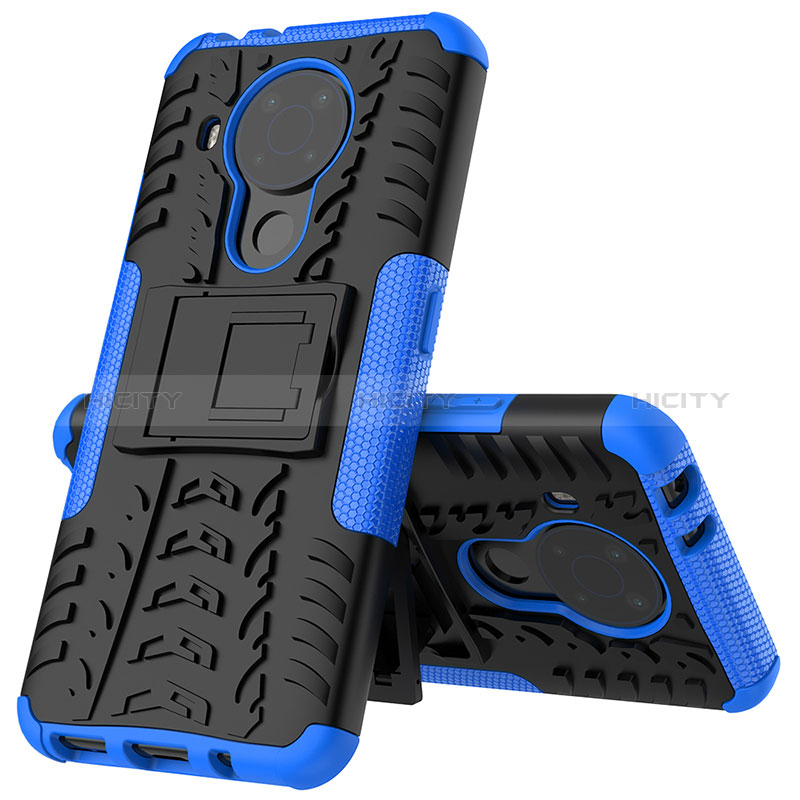 Silikon Hülle Handyhülle und Kunststoff Schutzhülle Hartschalen Tasche mit Ständer JX2 für Nokia 5.4