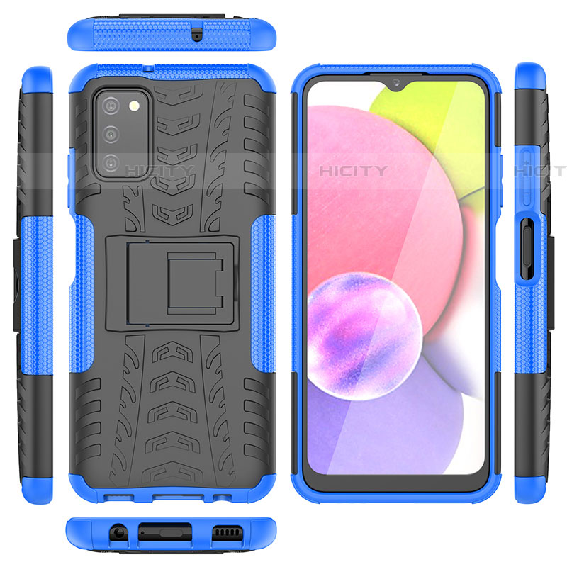 Silikon Hülle Handyhülle und Kunststoff Schutzhülle Hartschalen Tasche mit Ständer JX2 für Samsung Galaxy A03s