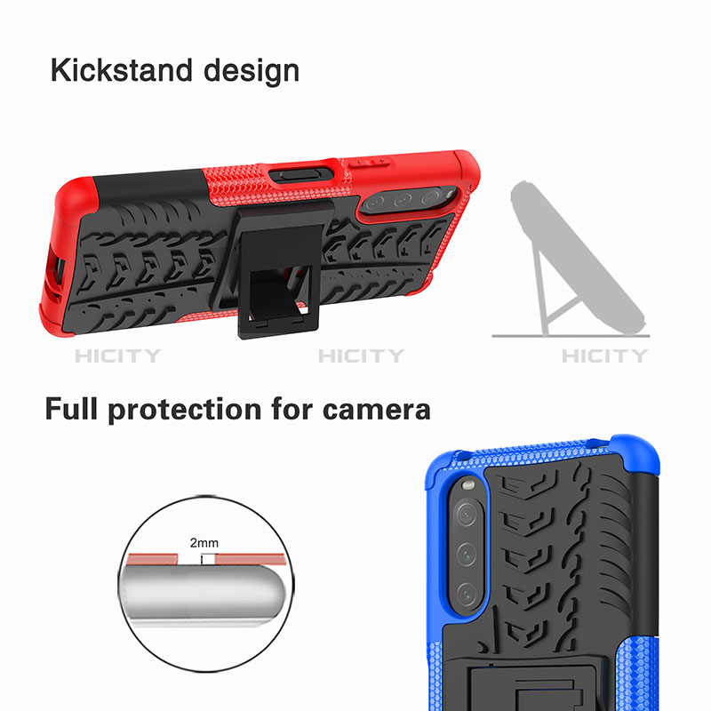 Silikon Hülle Handyhülle und Kunststoff Schutzhülle Hartschalen Tasche mit Ständer JX2 für Sony Xperia 10 IV SOG07