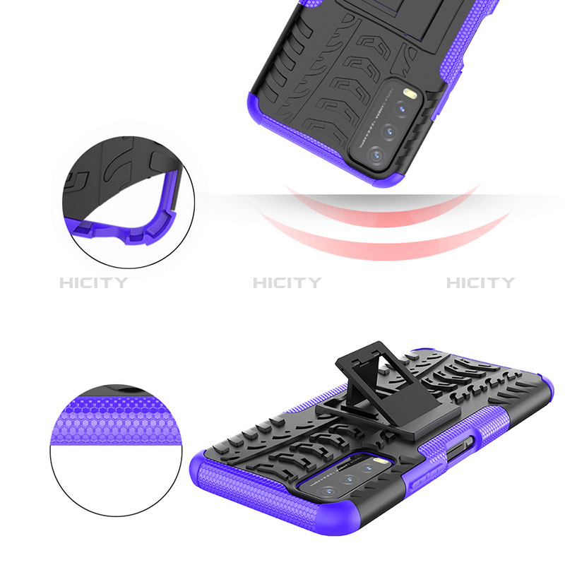 Silikon Hülle Handyhülle und Kunststoff Schutzhülle Hartschalen Tasche mit Ständer JX2 für Vivo Y11s