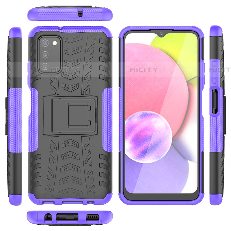 Silikon Hülle Handyhülle und Kunststoff Schutzhülle Hartschalen Tasche mit Ständer JX5 für Samsung Galaxy A03s