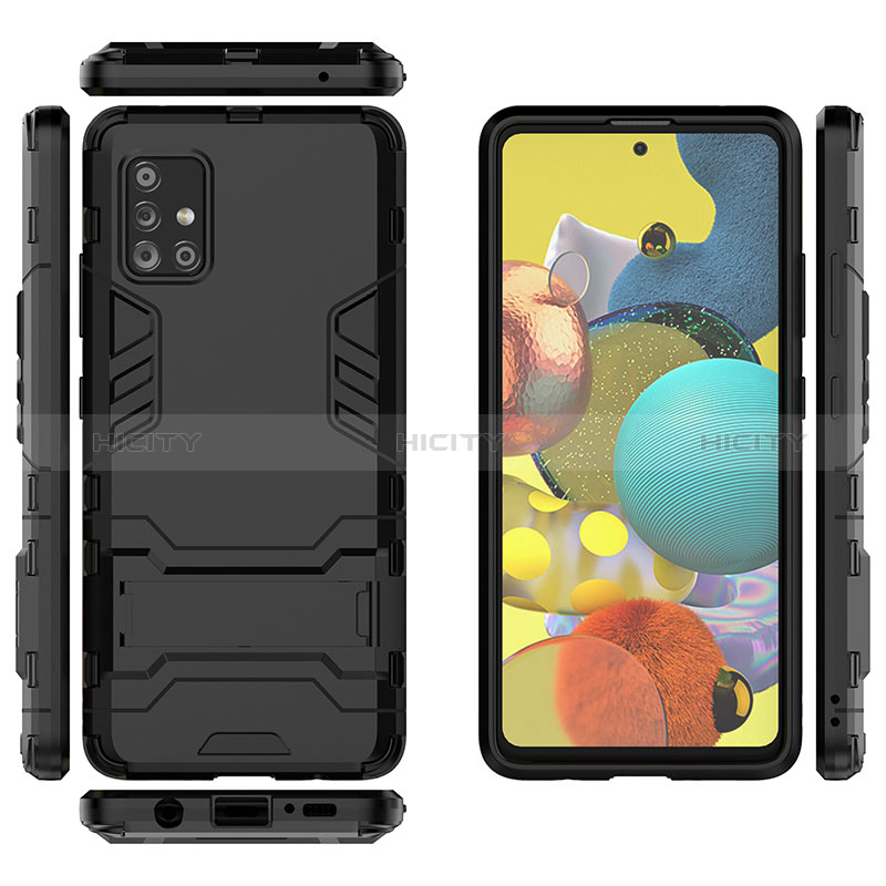 Silikon Hülle Handyhülle und Kunststoff Schutzhülle Hartschalen Tasche mit Ständer KC1 für Samsung Galaxy A51 4G