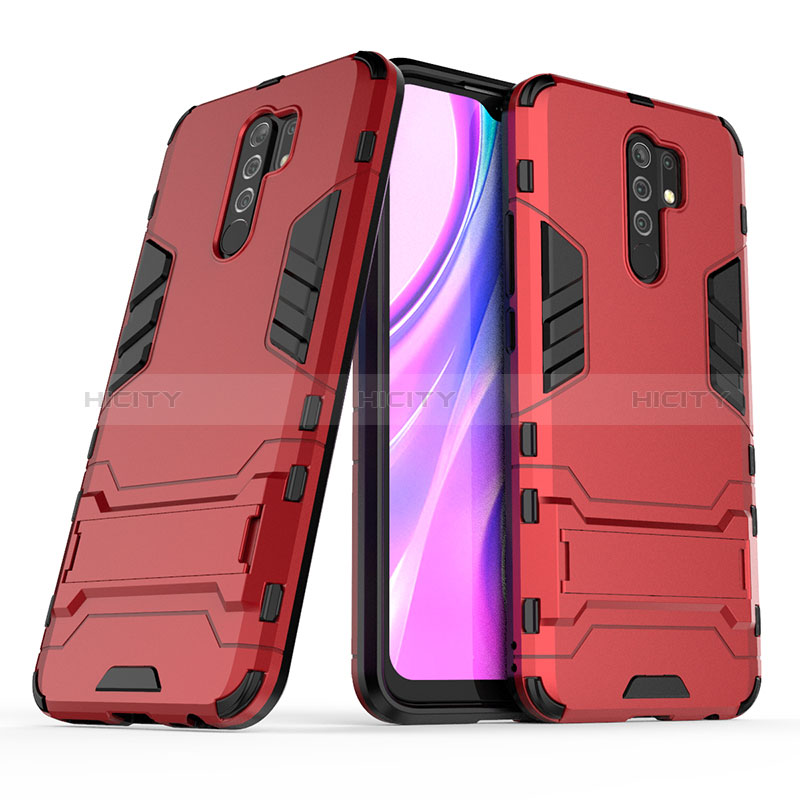 Silikon Hülle Handyhülle und Kunststoff Schutzhülle Hartschalen Tasche mit Ständer KC1 für Xiaomi Redmi 9