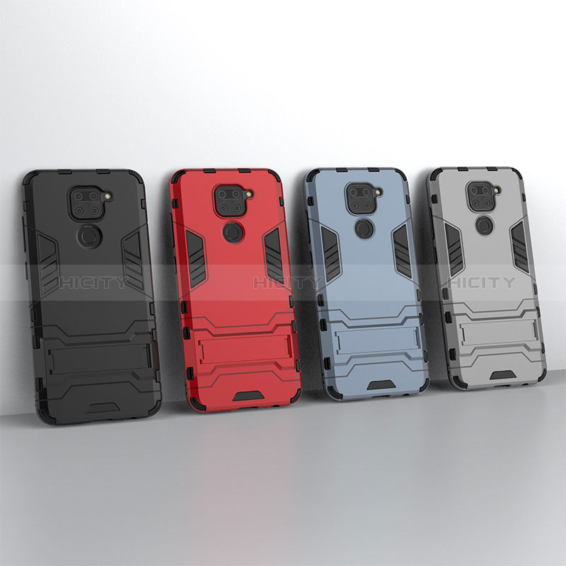 Silikon Hülle Handyhülle und Kunststoff Schutzhülle Hartschalen Tasche mit Ständer KC1 für Xiaomi Redmi Note 9 groß