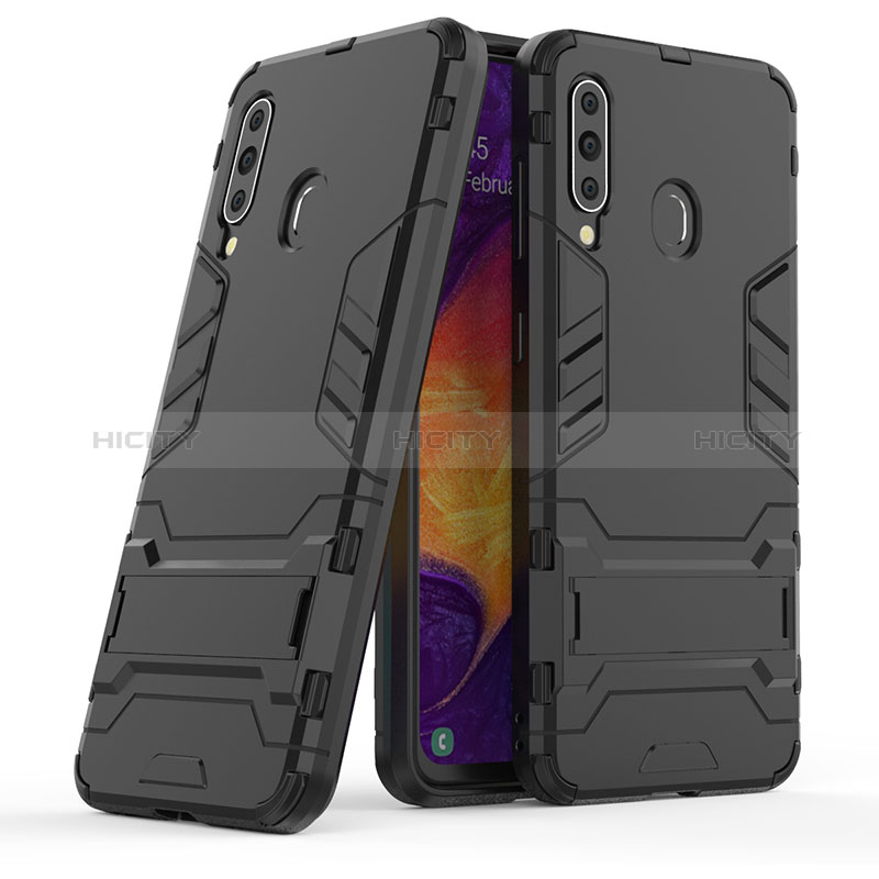 Silikon Hülle Handyhülle und Kunststoff Schutzhülle Hartschalen Tasche mit Ständer KC2 für Samsung Galaxy A60