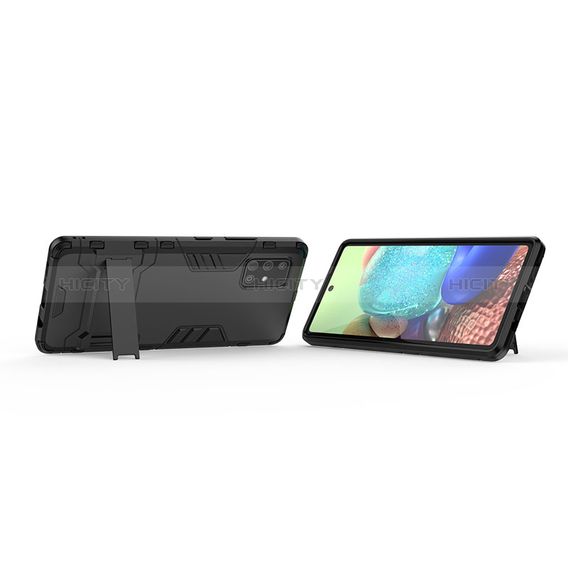 Silikon Hülle Handyhülle und Kunststoff Schutzhülle Hartschalen Tasche mit Ständer KC2 für Samsung Galaxy A71 5G groß