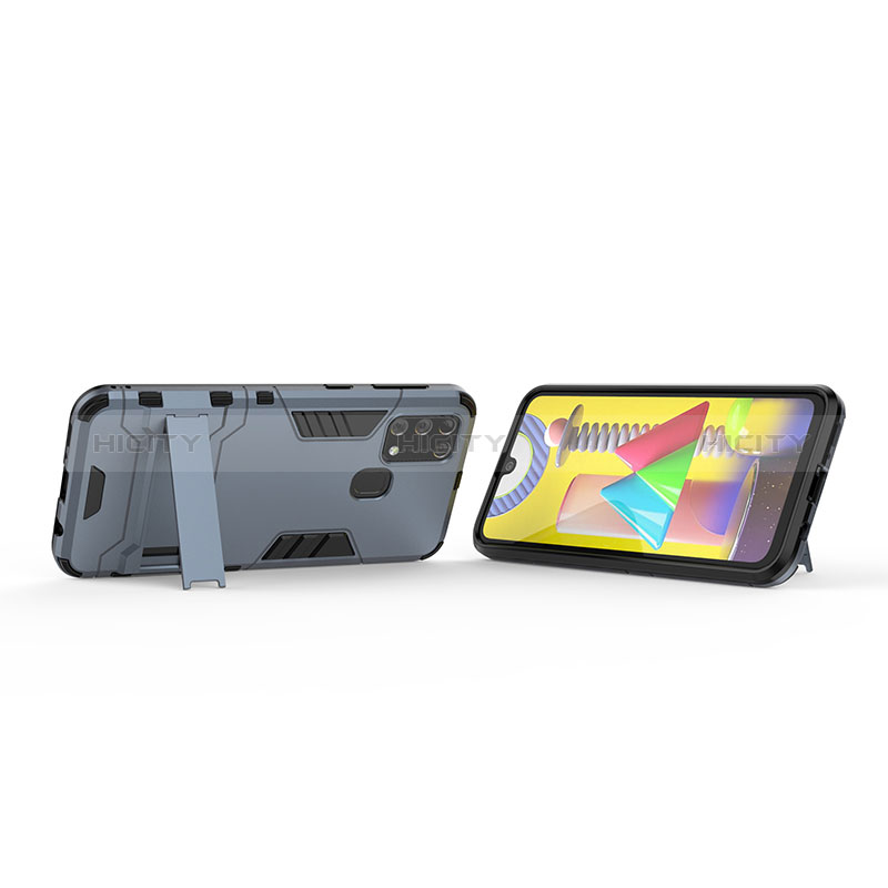 Silikon Hülle Handyhülle und Kunststoff Schutzhülle Hartschalen Tasche mit Ständer KC2 für Samsung Galaxy M31
