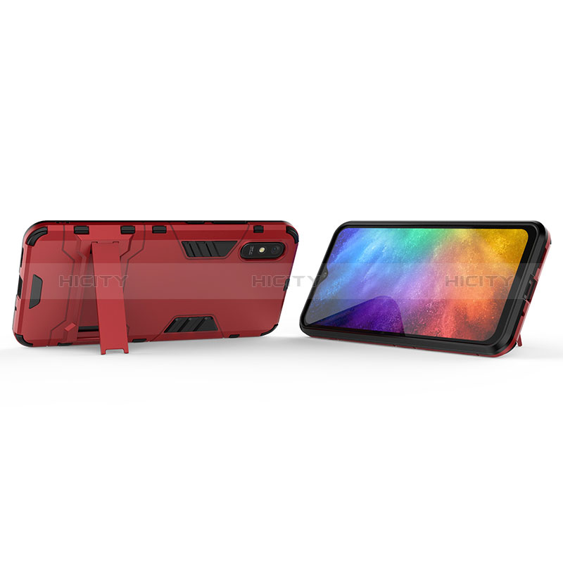 Silikon Hülle Handyhülle und Kunststoff Schutzhülle Hartschalen Tasche mit Ständer KC2 für Xiaomi Redmi 9A