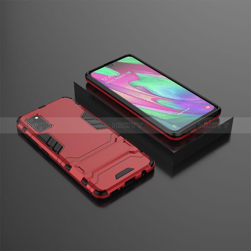 Silikon Hülle Handyhülle und Kunststoff Schutzhülle Hartschalen Tasche mit Ständer KC3 für Samsung Galaxy A41 Rot