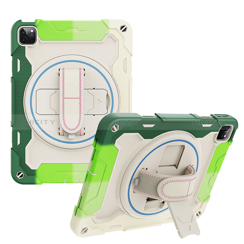 Silikon Hülle Handyhülle und Kunststoff Schutzhülle Hartschalen Tasche mit Ständer L01 für Apple iPad Pro 11 (2022) Grün