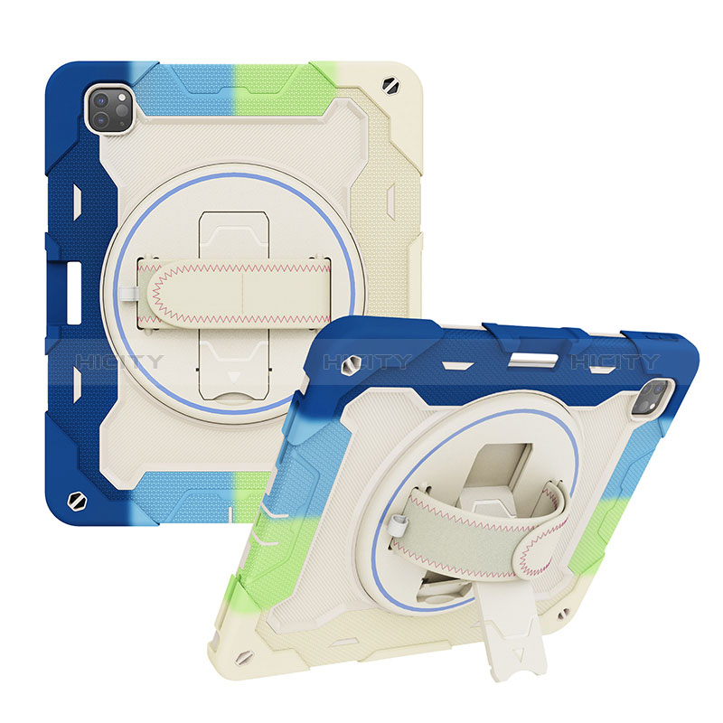 Silikon Hülle Handyhülle und Kunststoff Schutzhülle Hartschalen Tasche mit Ständer L01 für Apple iPad Pro 12.9 (2021)