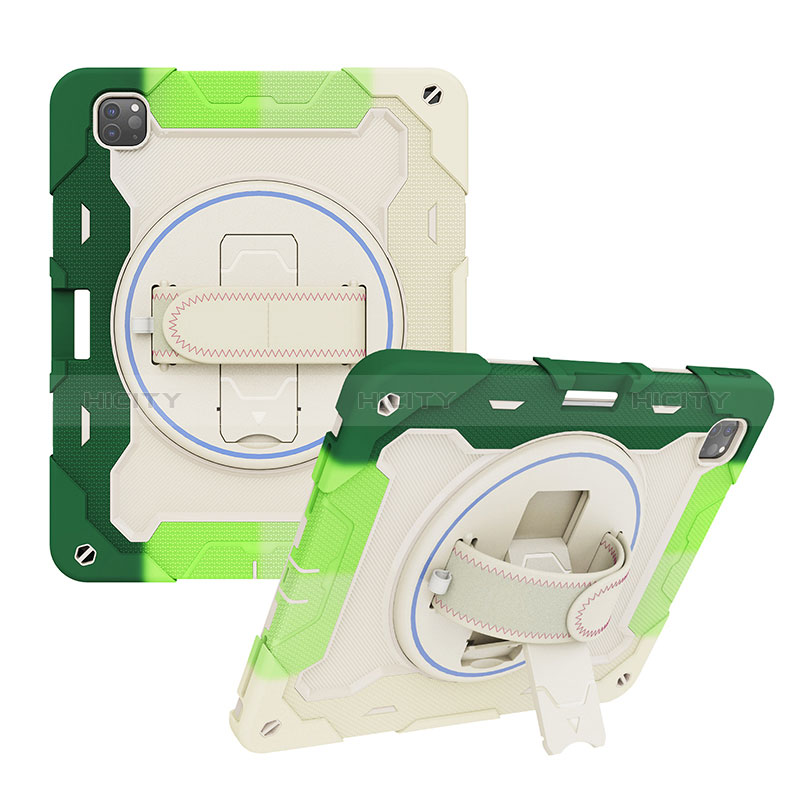 Silikon Hülle Handyhülle und Kunststoff Schutzhülle Hartschalen Tasche mit Ständer L01 für Apple iPad Pro 12.9 (2022)