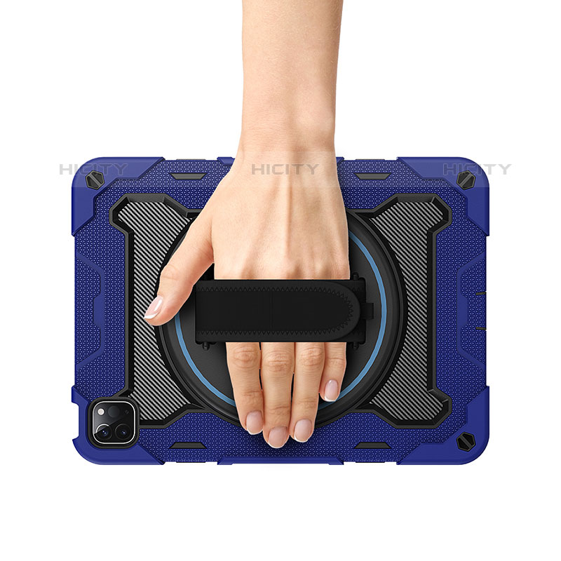 Silikon Hülle Handyhülle und Kunststoff Schutzhülle Hartschalen Tasche mit Ständer L02 für Apple iPad Pro 11 (2021)